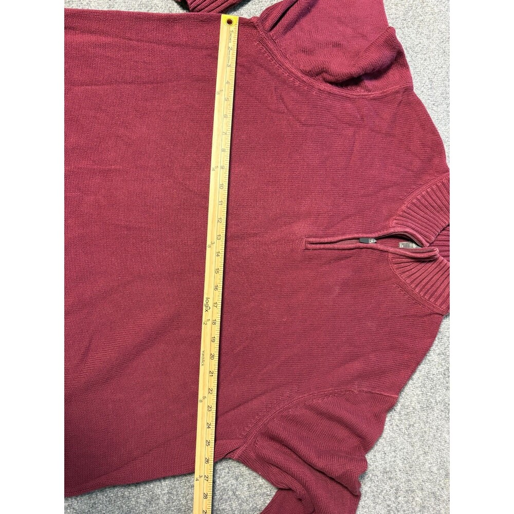 Eddie Bauer Sweater Mens 2 XL Red Cotton Knit Long Sleeve 1/4 Zip Pull Over - Picture 3 of 5
